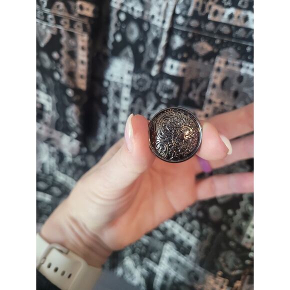 Christopher & Banks Duster Jacket Women’s L Black Silver Tapestry EUC - Picture 12 of 14